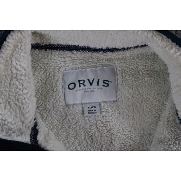 Orvis Sweater Mens XL Blue Sherpa Fleece Lined Brigthon Zip Up Pullover - Picture 8 of 9